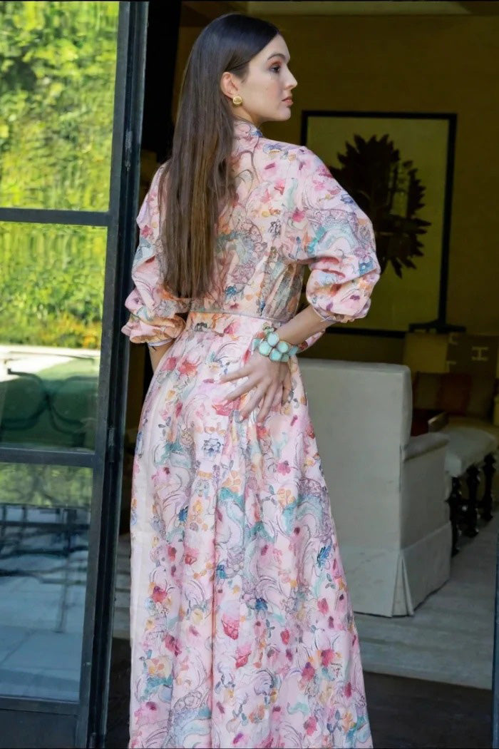Robe maxi noire à découpe florale 3D et col halter