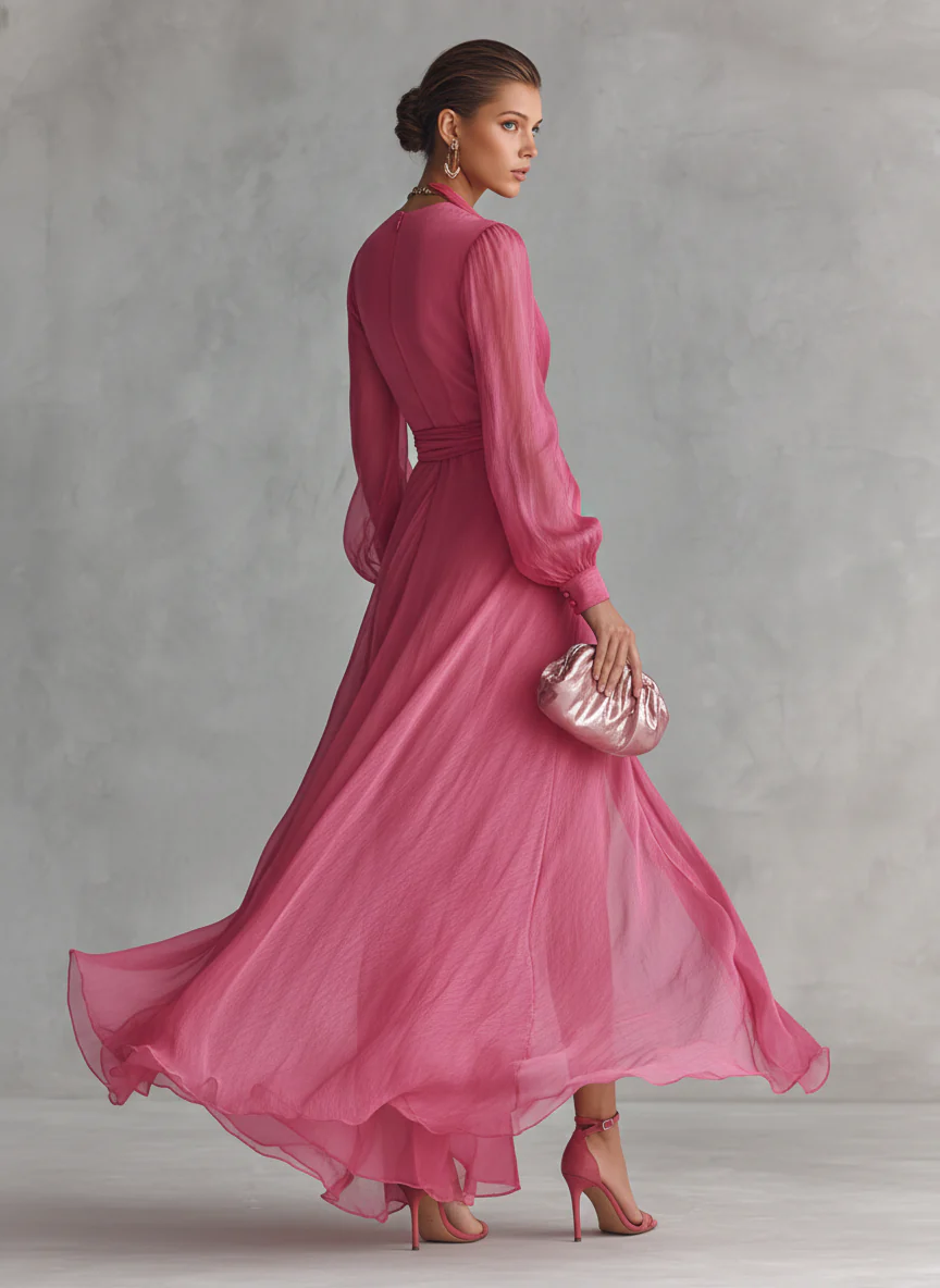 Belle Gradient Plisséiert Maxi Kleed