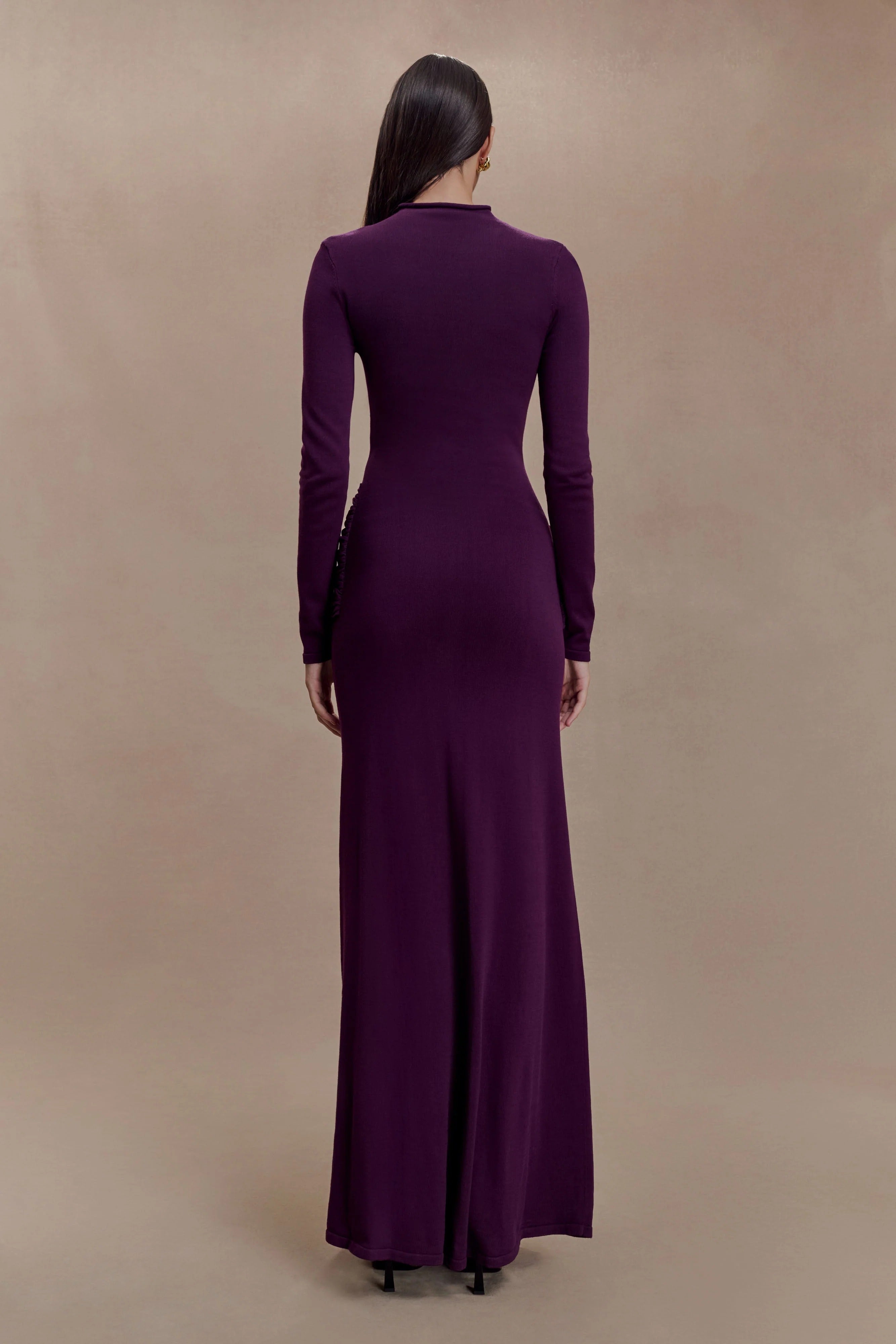 Evelyn Knit Chiffon Maxi Dress - Plum