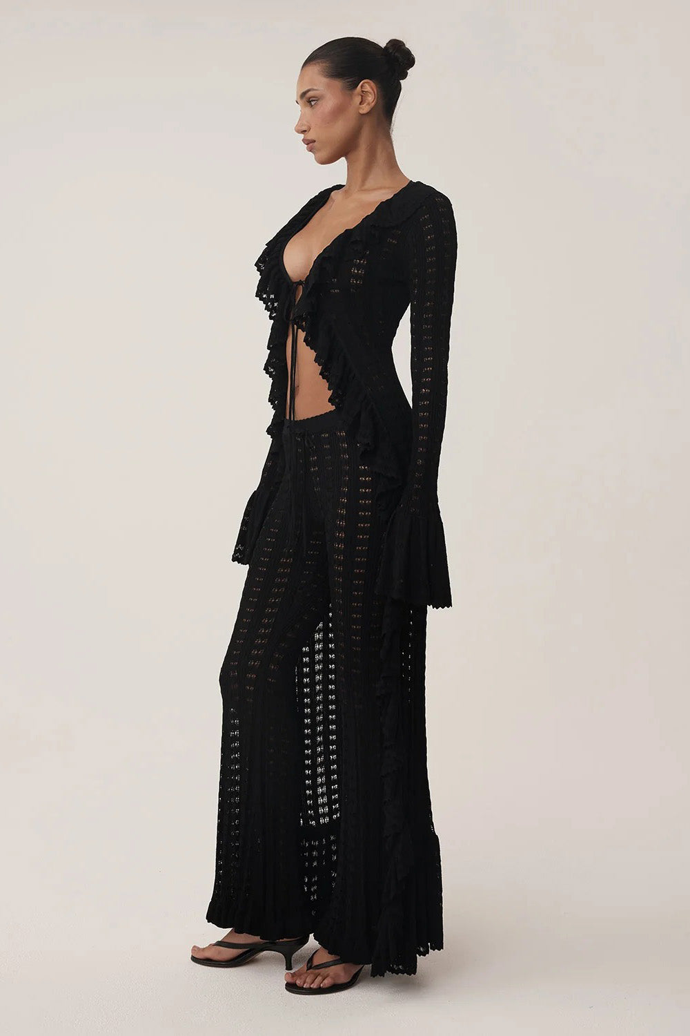 Vintage Print Blumme-Schichten-Fransel-Maxi-Jupe