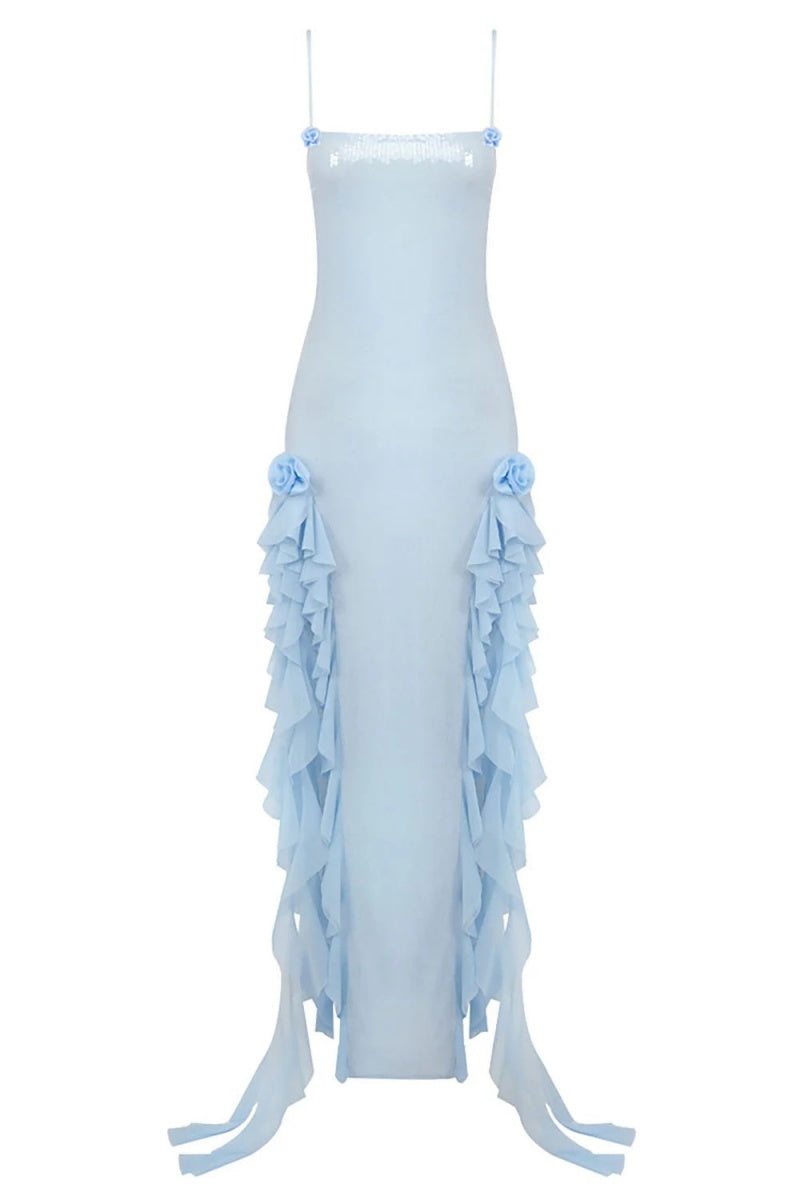 Magnetic Sensation Sequin Ruffled Maxi Dress