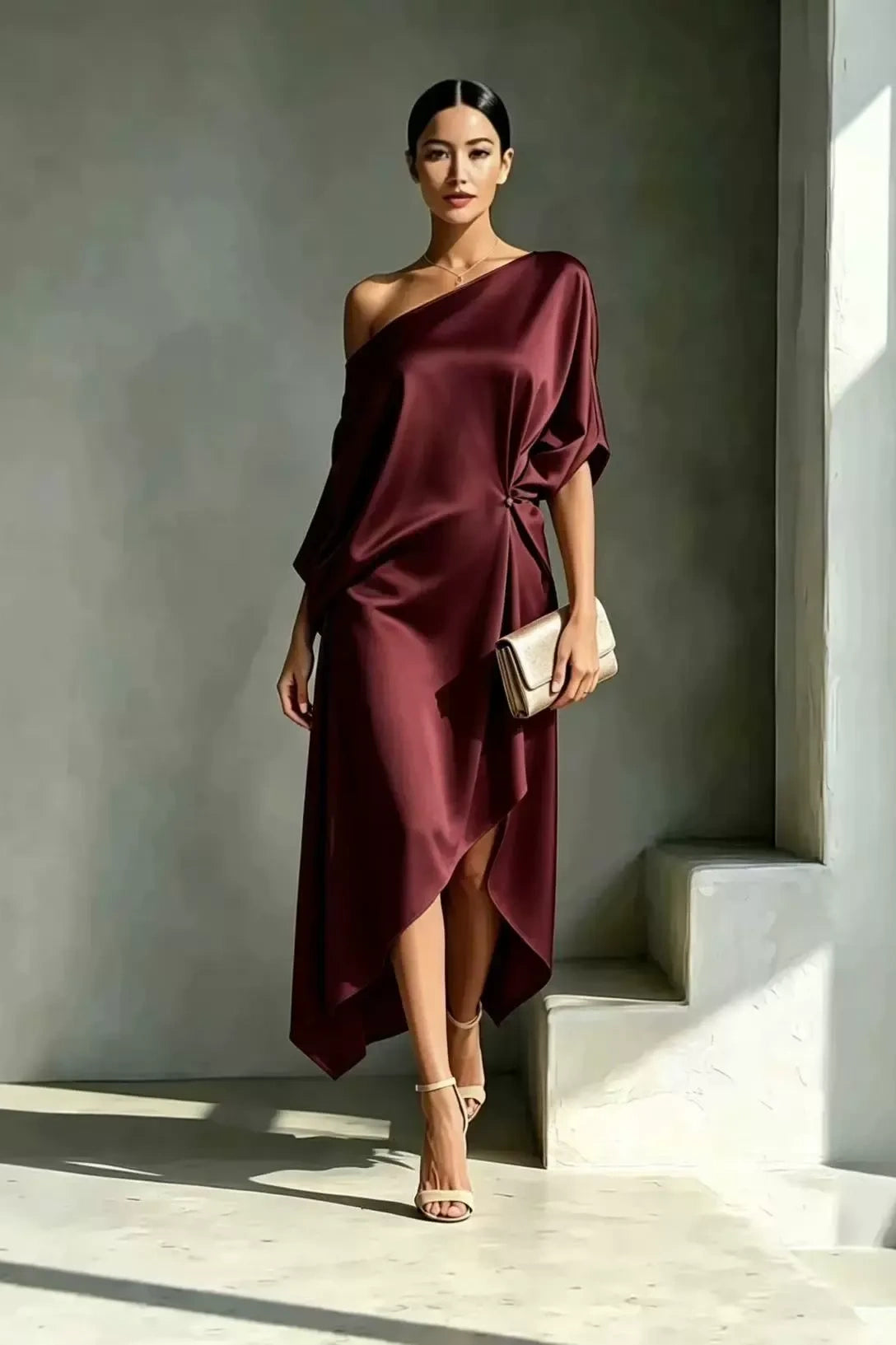 Conjunto elegante de falda de un solo hombro