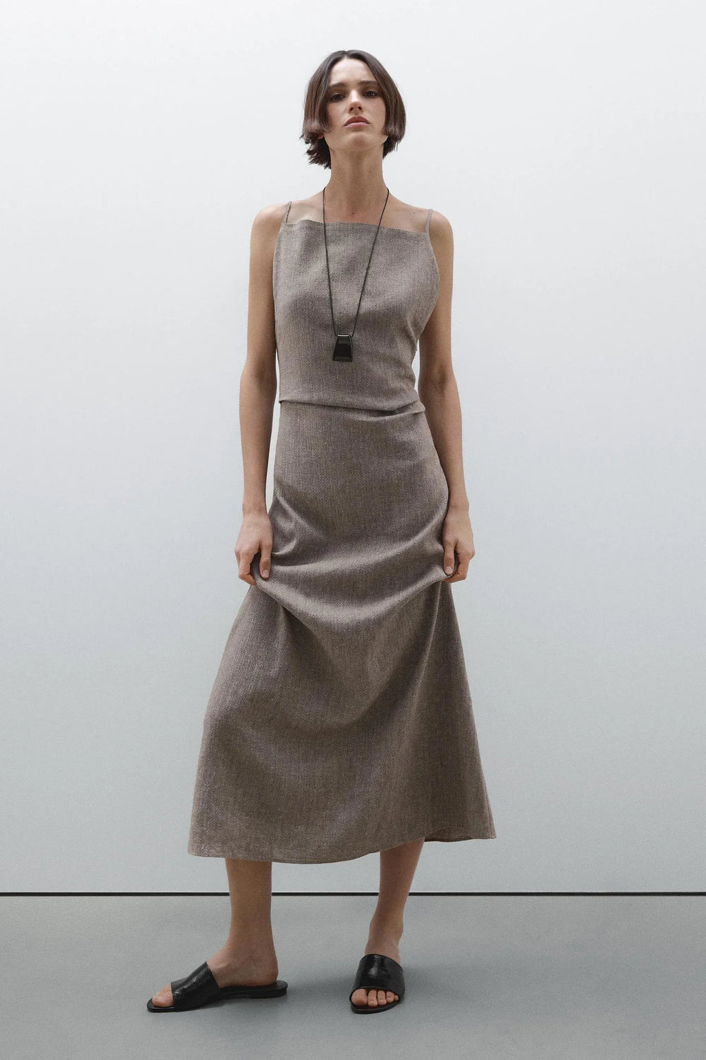Linen-Blend Flowing Maxi Dress Linen-Blend Flowing Maxi Dress
