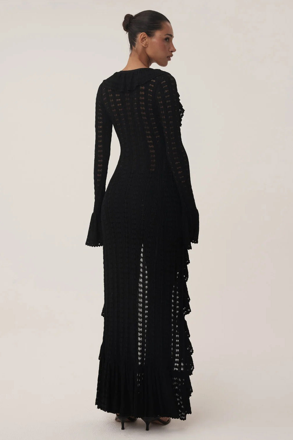 Vintage Print Blumme-Schichten-Fransel-Maxi-Jupe