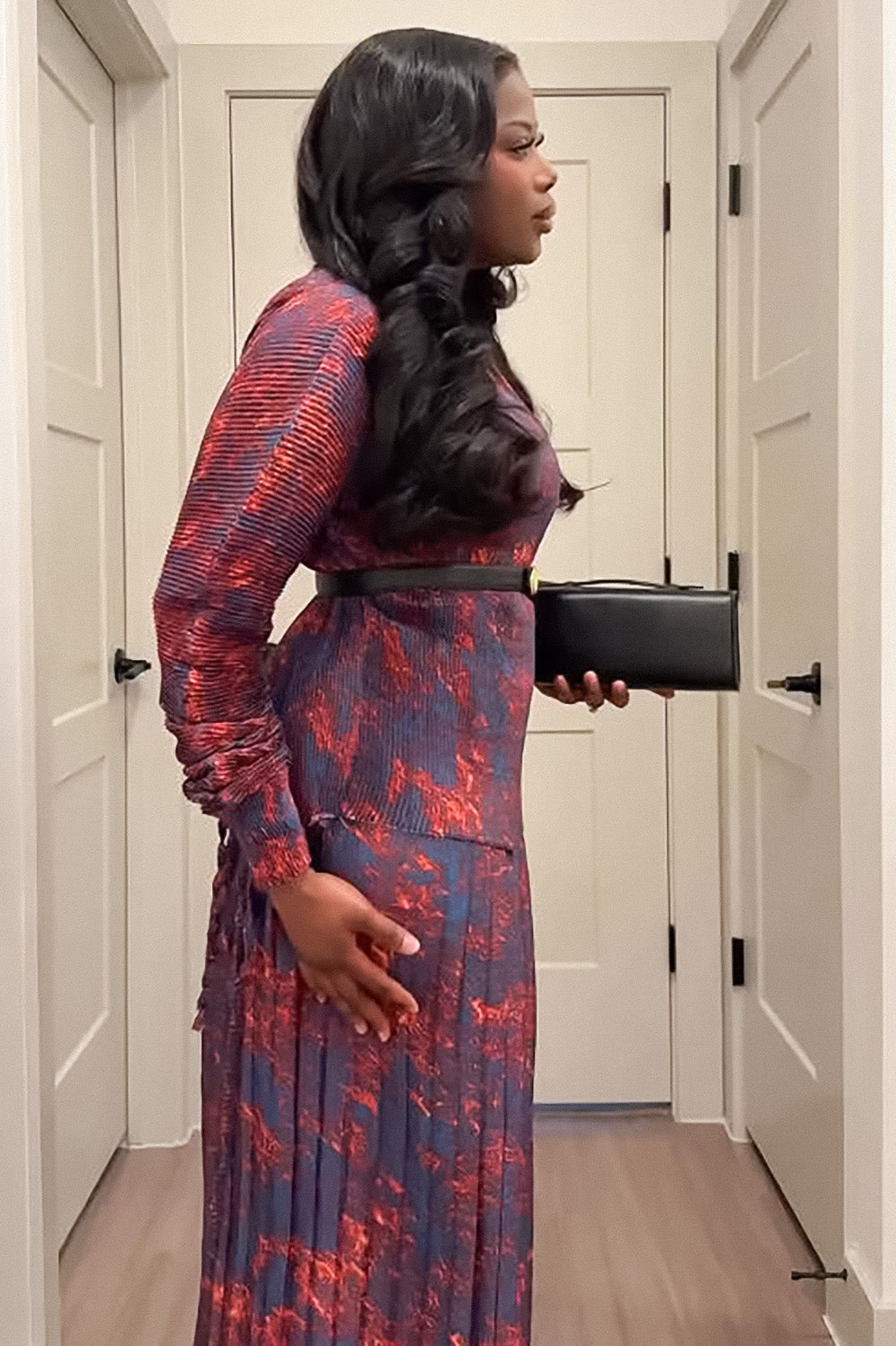 Merlot Abstract Print Pleated Skirt Set