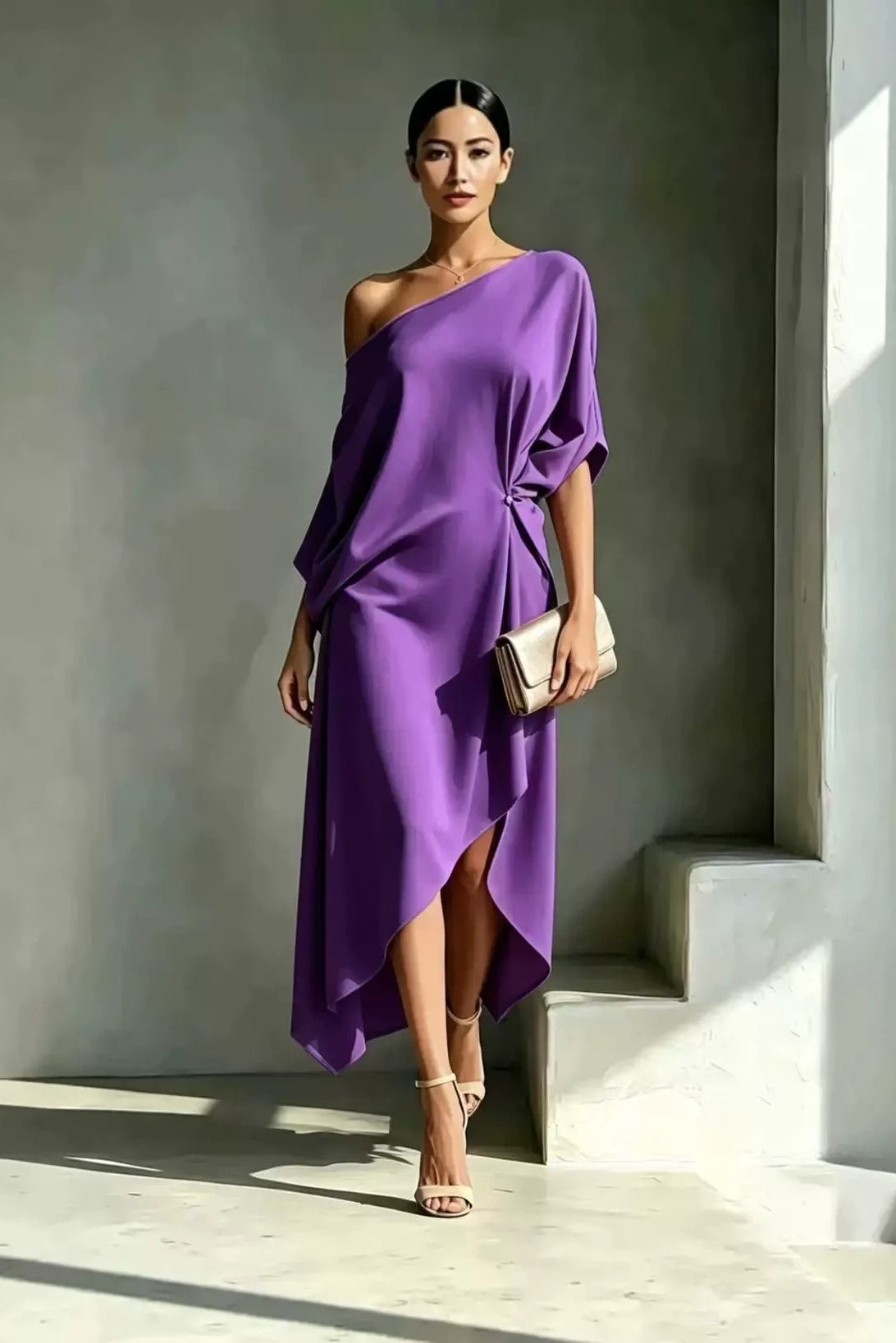 Conjunto elegante de falda de un solo hombro