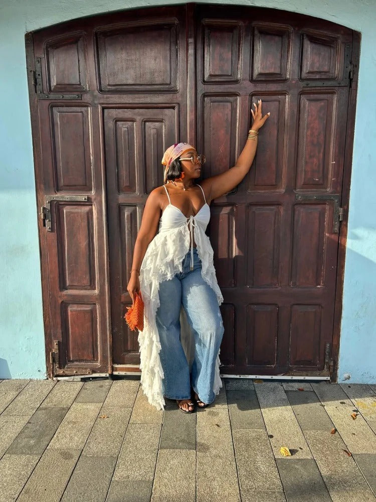 Abito lungo maxi White Cape Flow