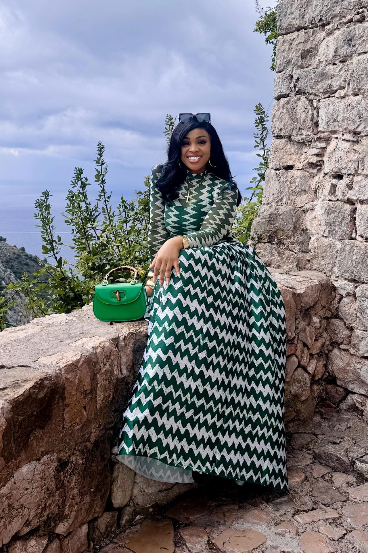 Abito Maxi Monte Carlo a Zigzag