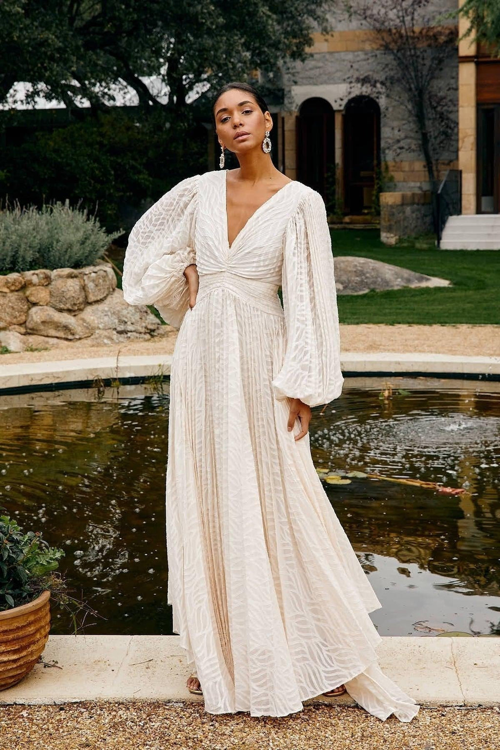 fitted lace wedding dress Cream Maxi Dress with Leather Straps – Joey Lynn Boutique main image 0