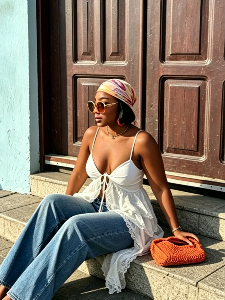 Abito lungo maxi White Cape Flow