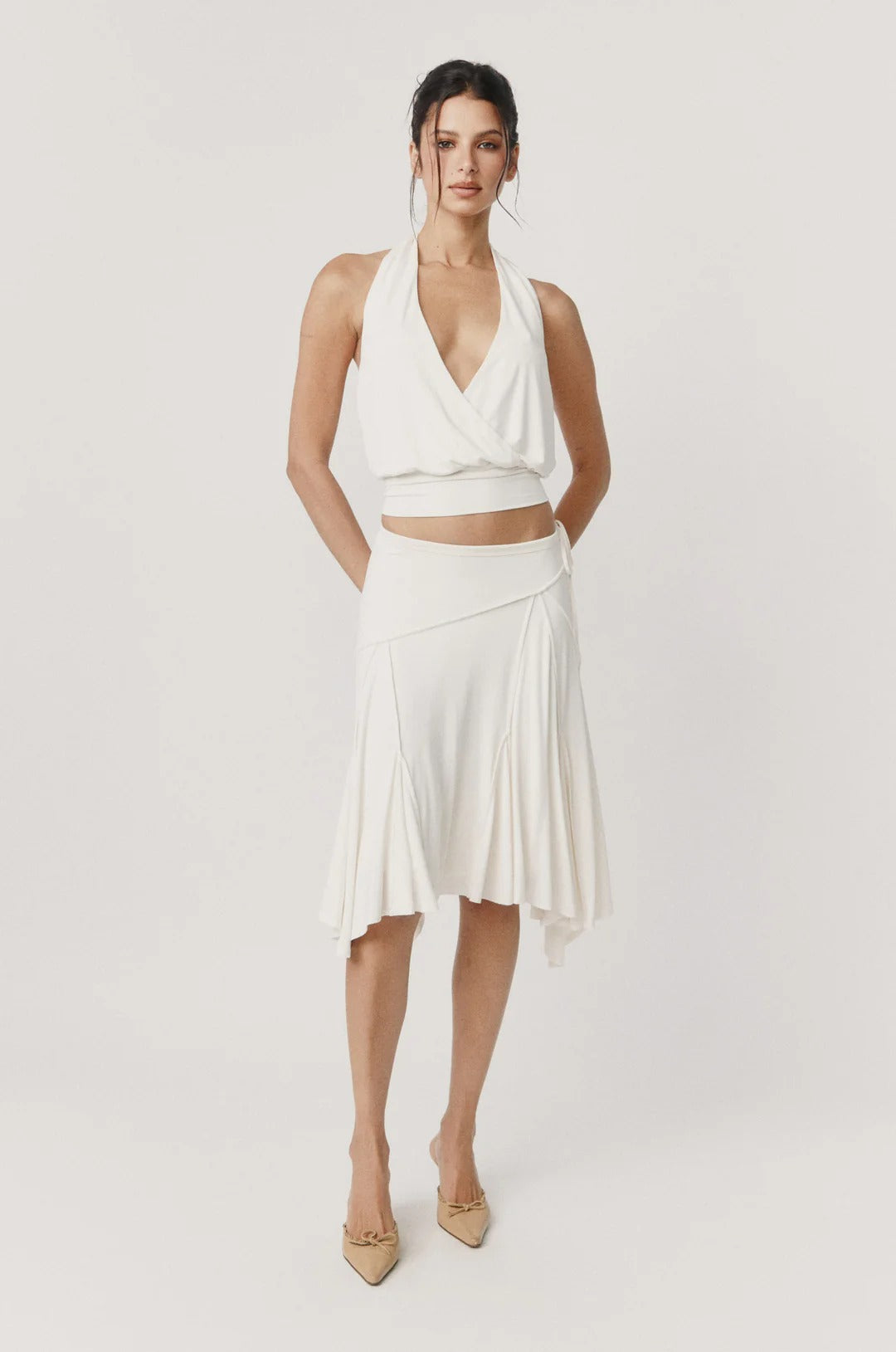 Wrap Halter Crop Top & asymmetresche Rock-Set