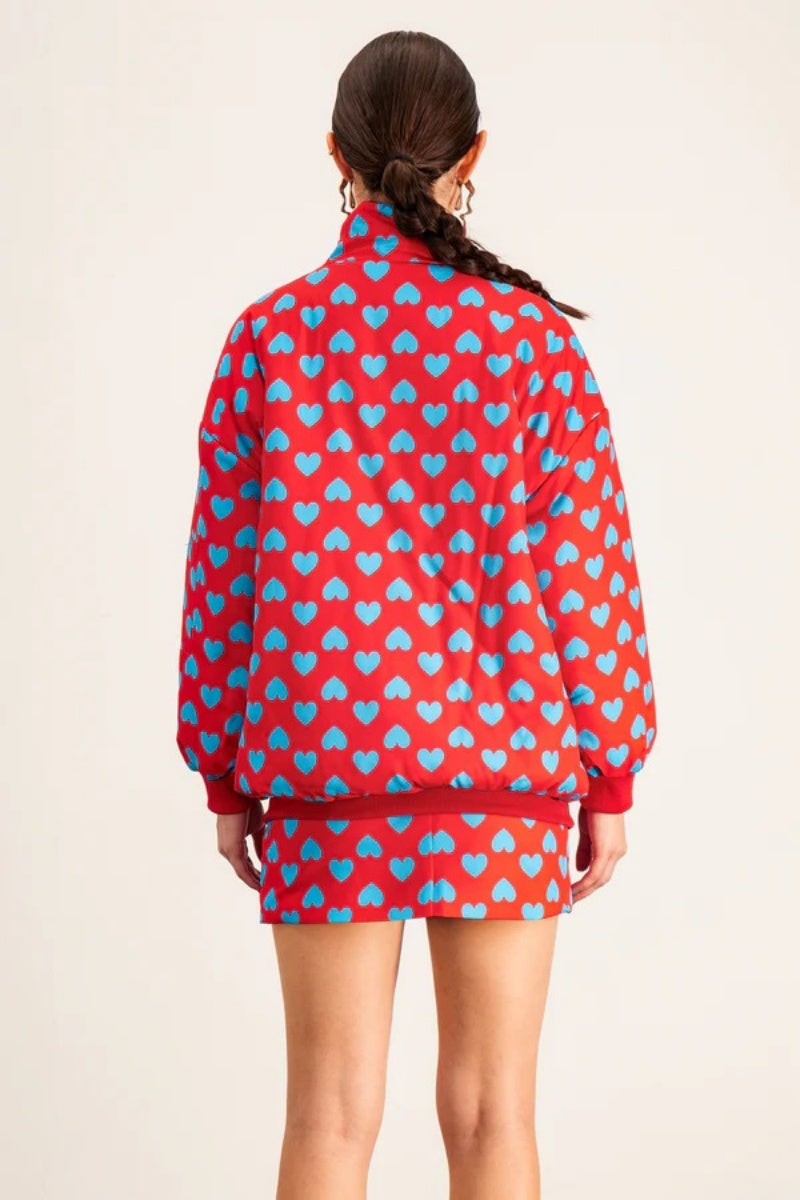 Love Dot Stand Collar Skirt Set
