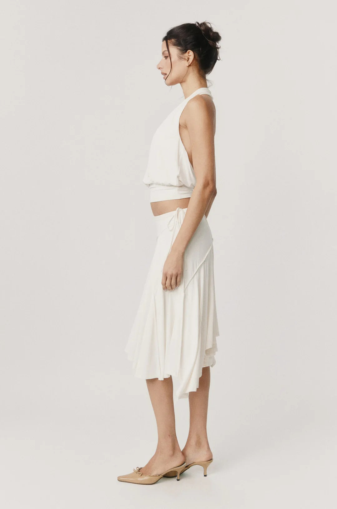 Wrap Halter Crop Top & asymmetresche Rock-Set