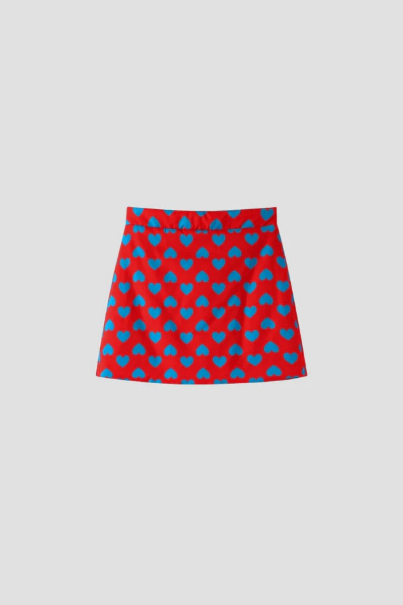Love Dot Stand Collar Skirt Set