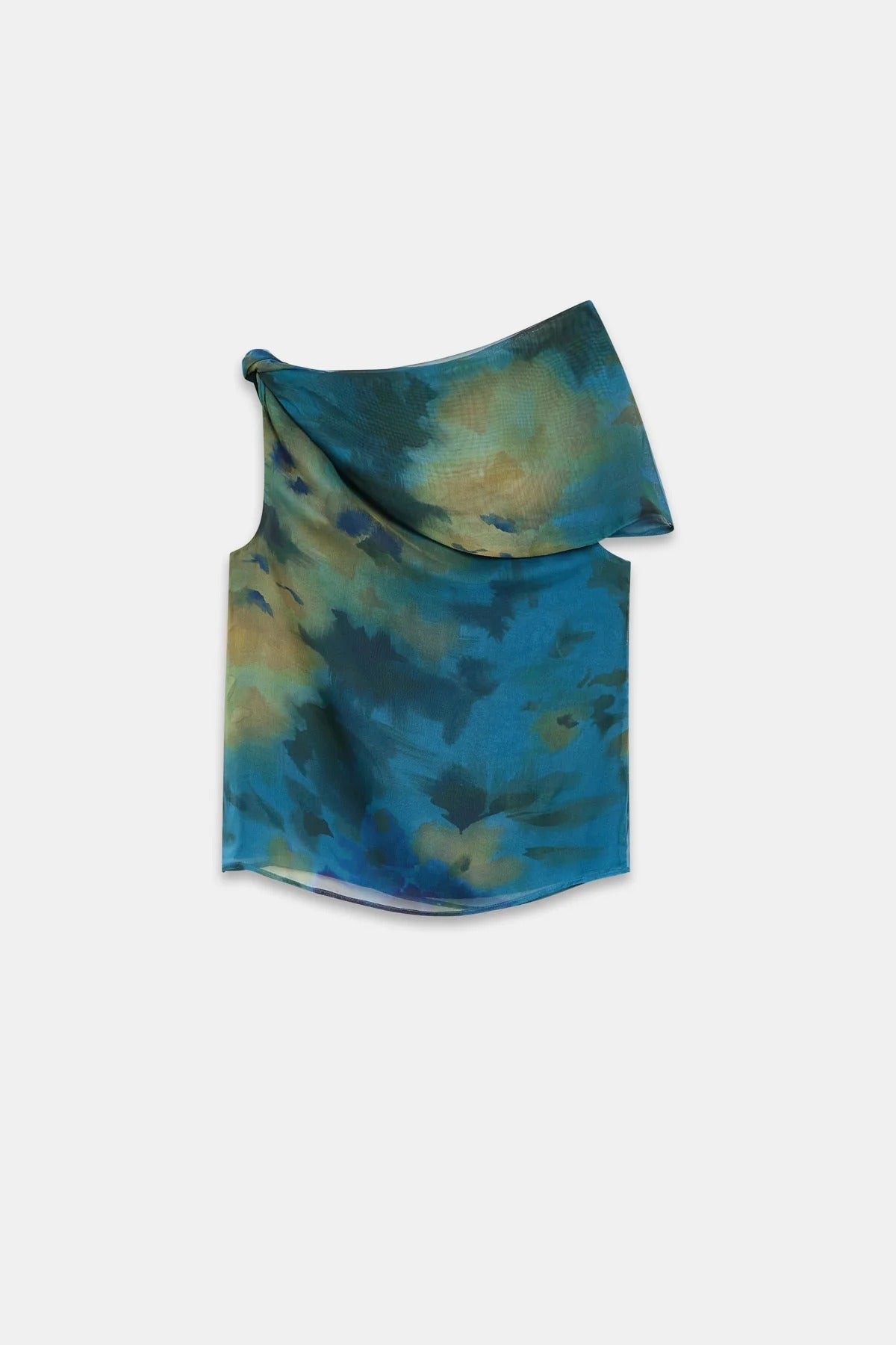 Set mat drapéiertem Halsauschnëtt an abstraktem Rock Set