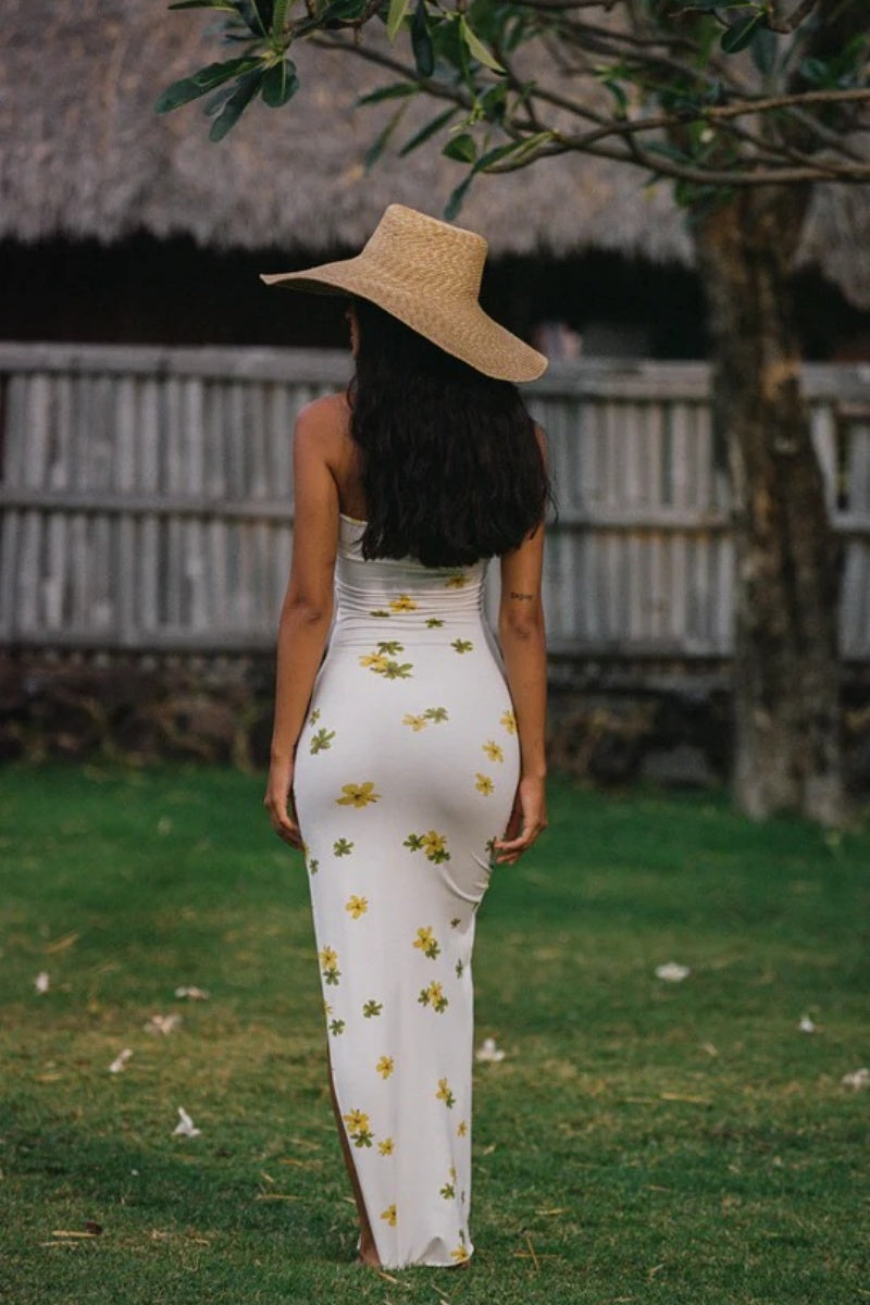 Elegant Floral Slit Off-The-Shoulder Maxi Dress