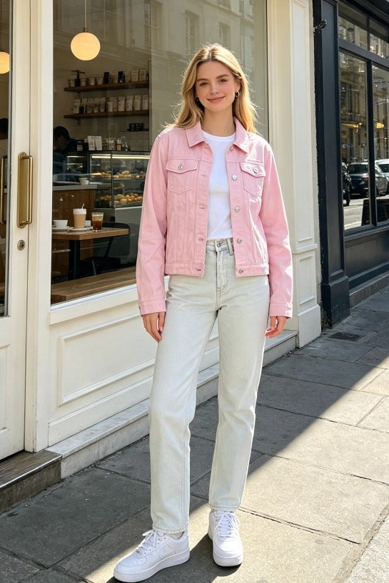 Jeansjacke mit Ärmeldetails, kurz geschnitten