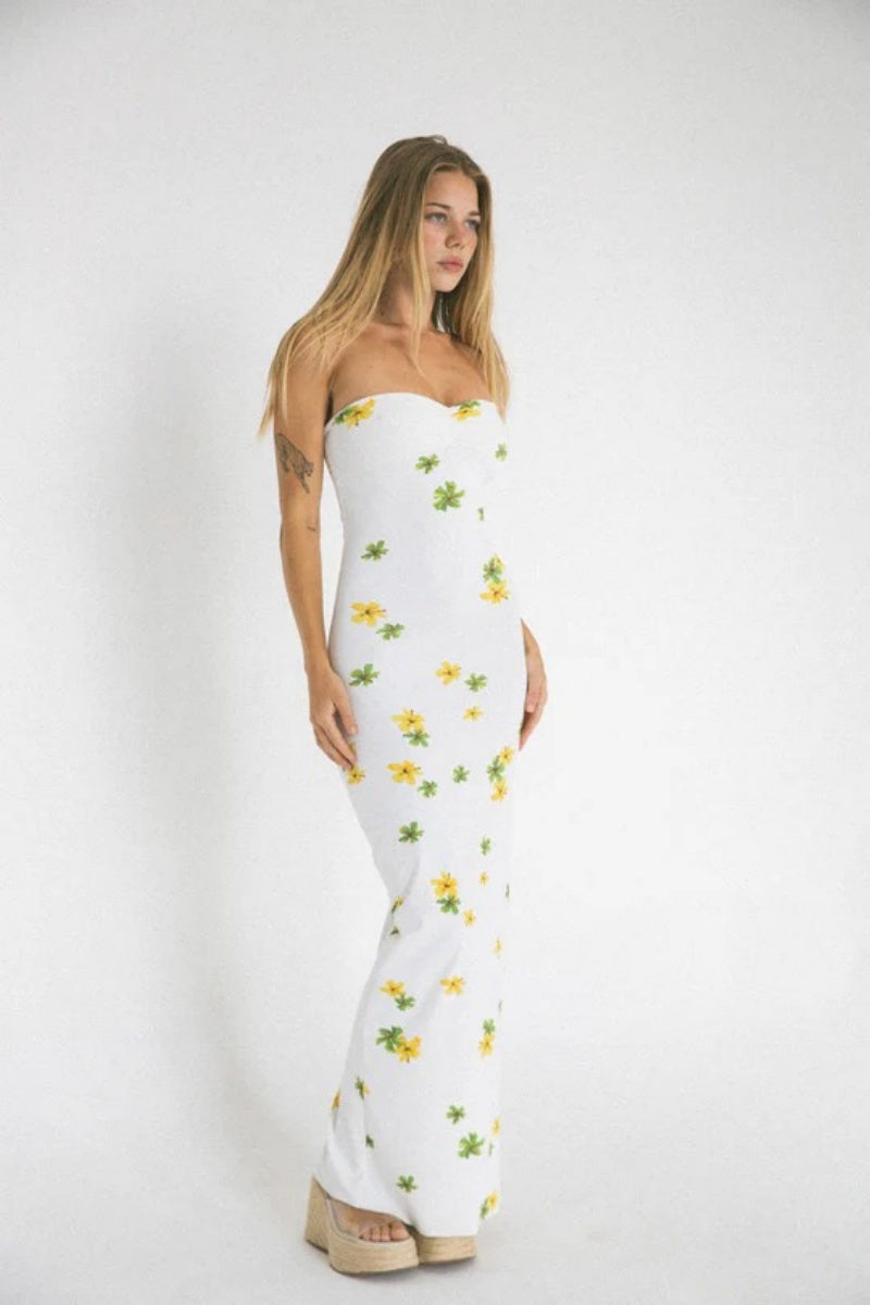Elegant Floral Slit Off-The-Shoulder Maxi Dress