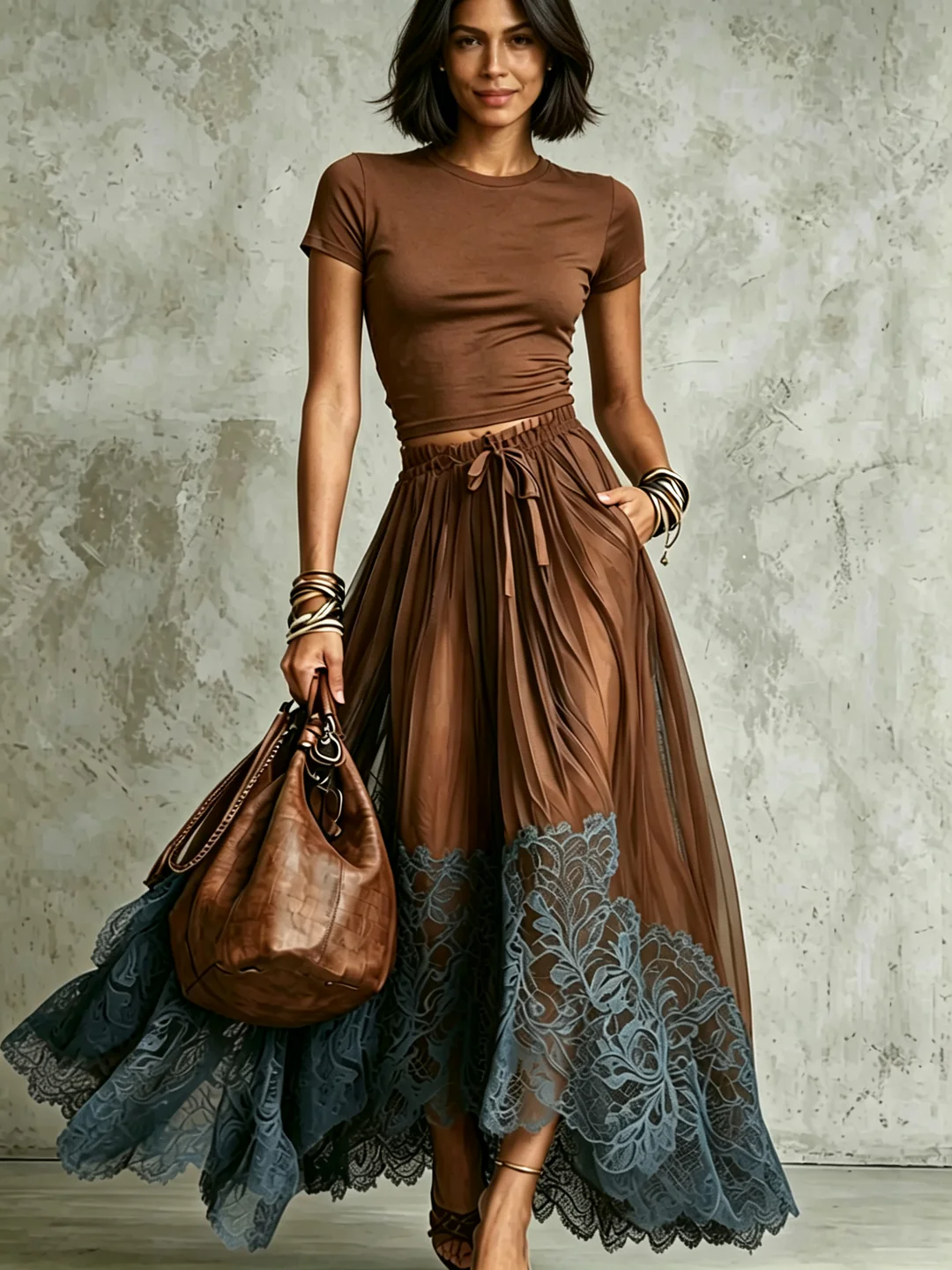 Belle Maxikleid mit Farbverlauf und Falten