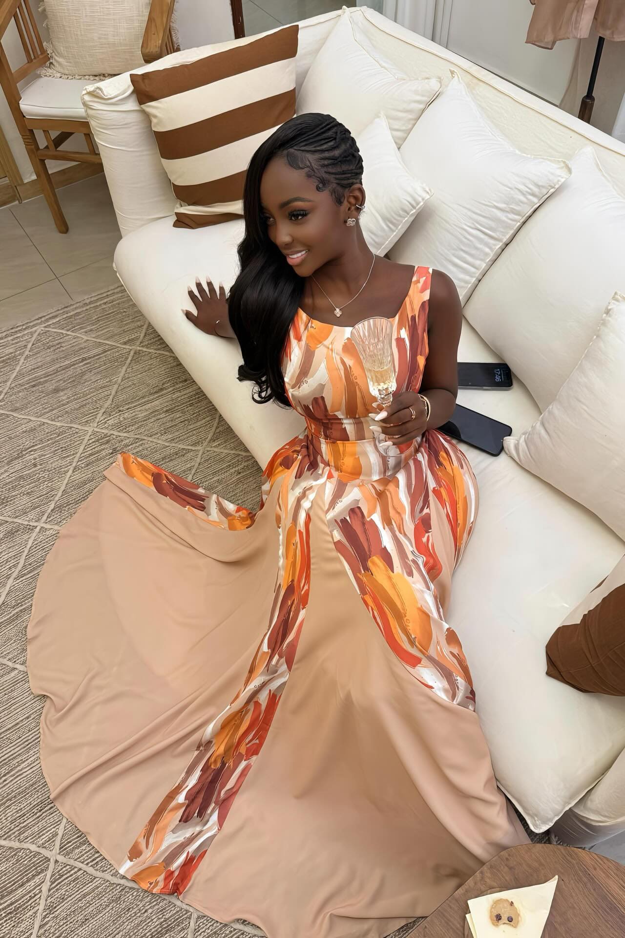 Kunstnerisk trykt maxikjole