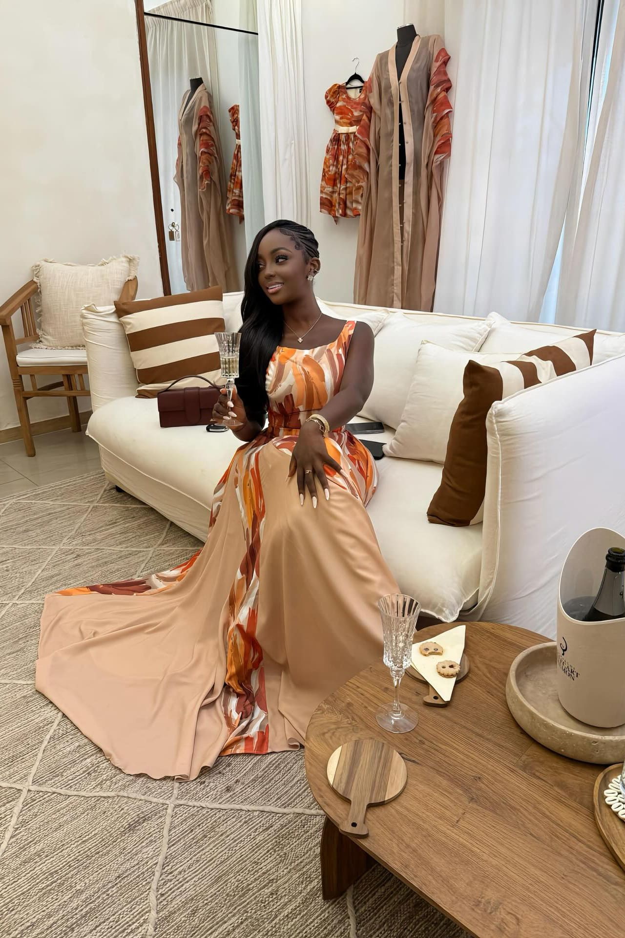 Kunstnerisk trykt maxikjole