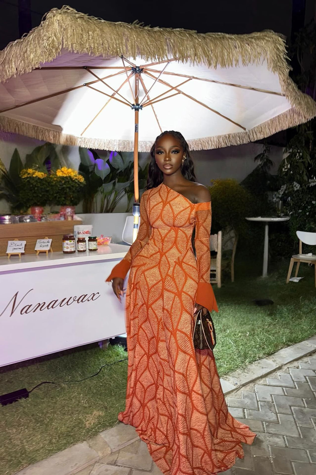 strapless open back dress Chic Geometric One-Shoulder Maxi Dress