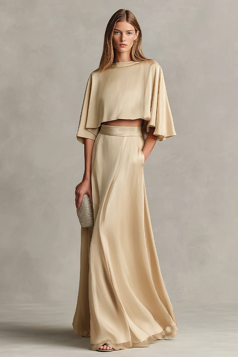 Elegantes Rock-Set mit Cape-Ärmeln