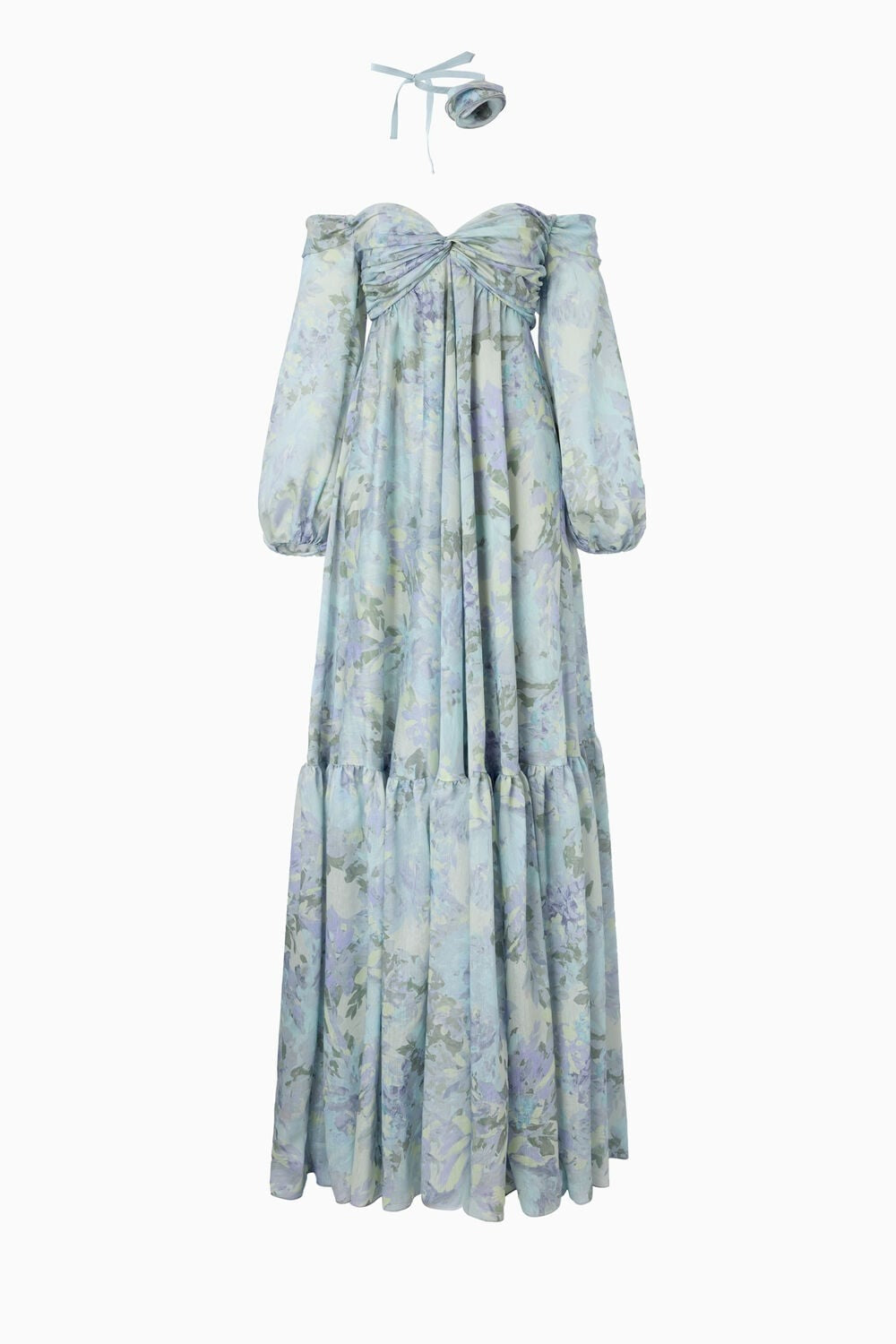 Abstract Print Off-Shoulder Gauze Maxi Dress