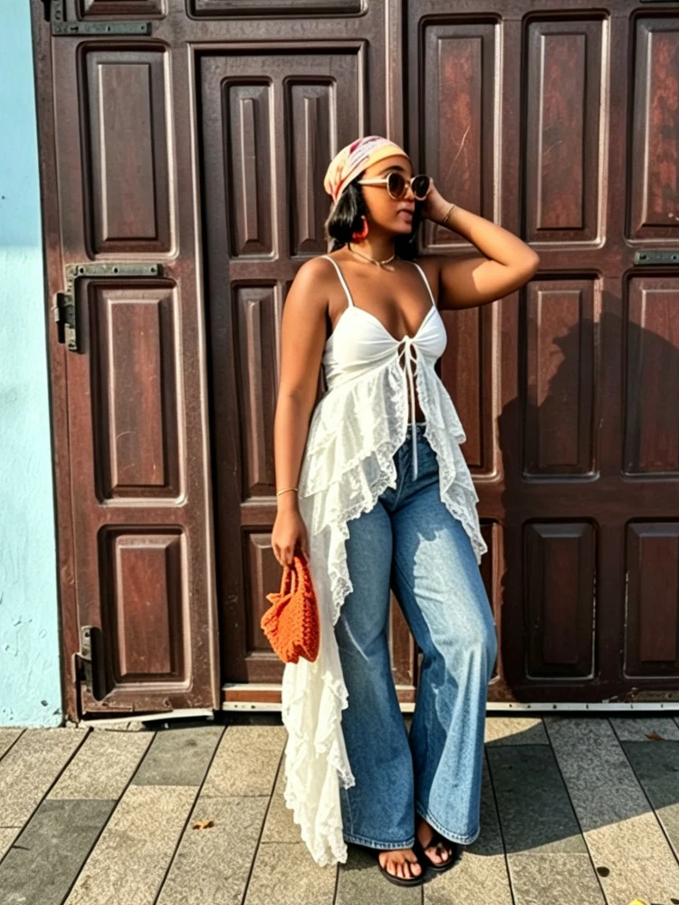 Abito lungo maxi White Cape Flow