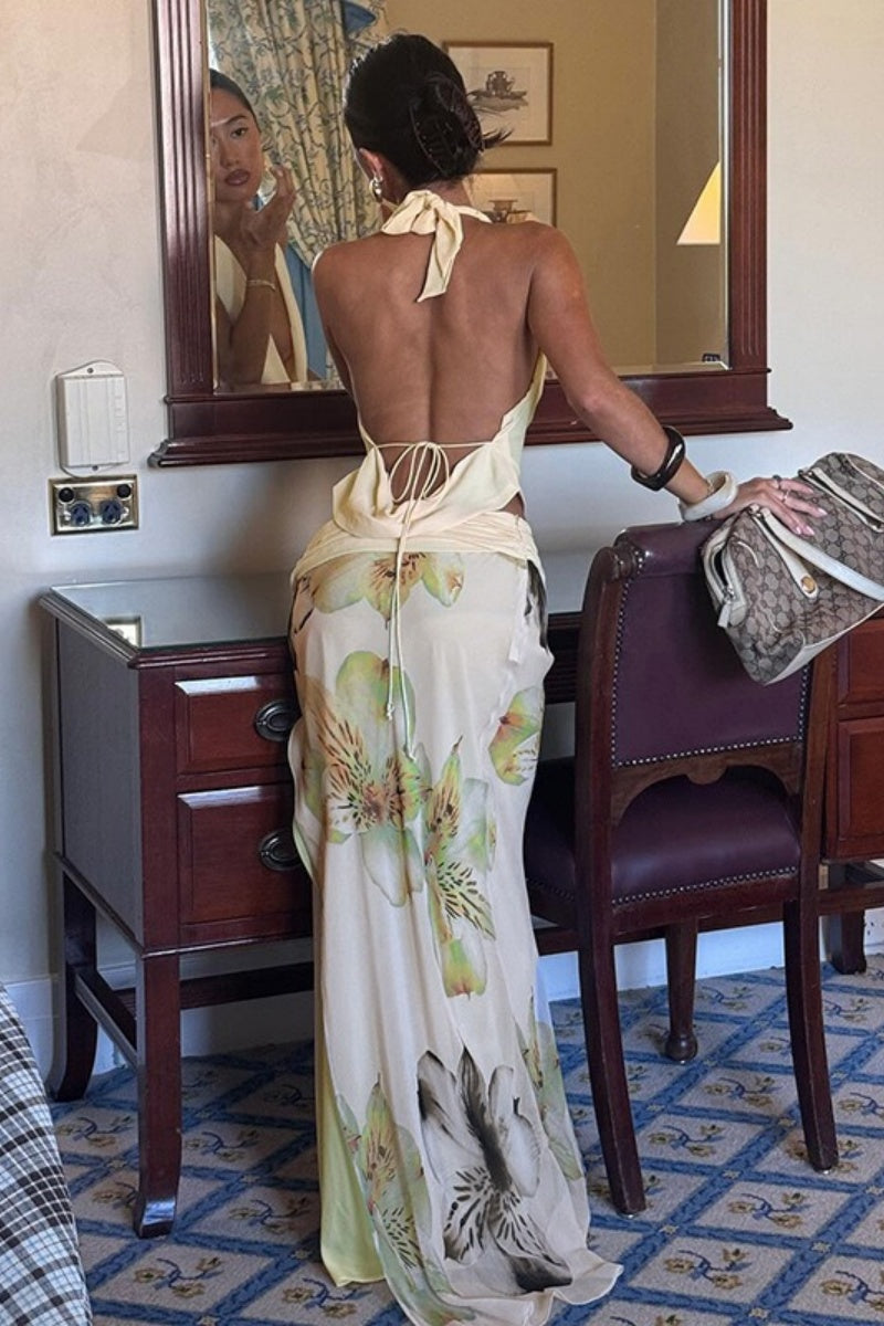 Butter Yellow Piece Maxi Skirt Set