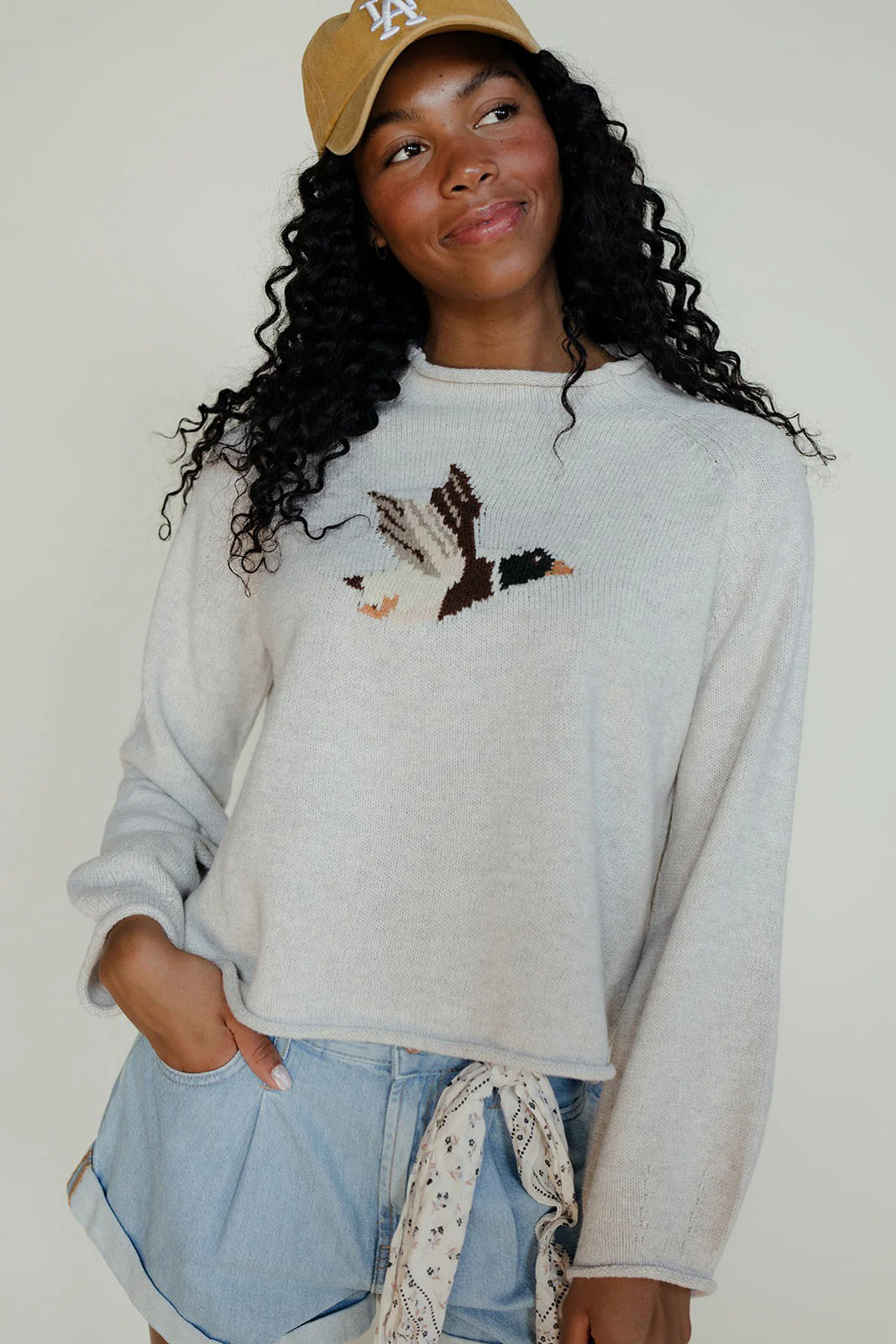 Retro kuerze Pullover mat Rondhals a Vullemuster