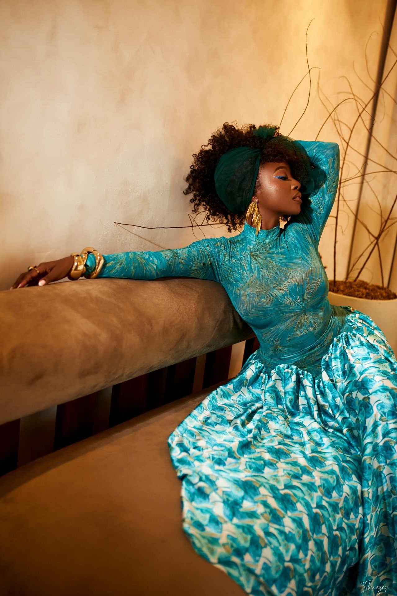 Sapphire Bloom Mesh Maxi Dress