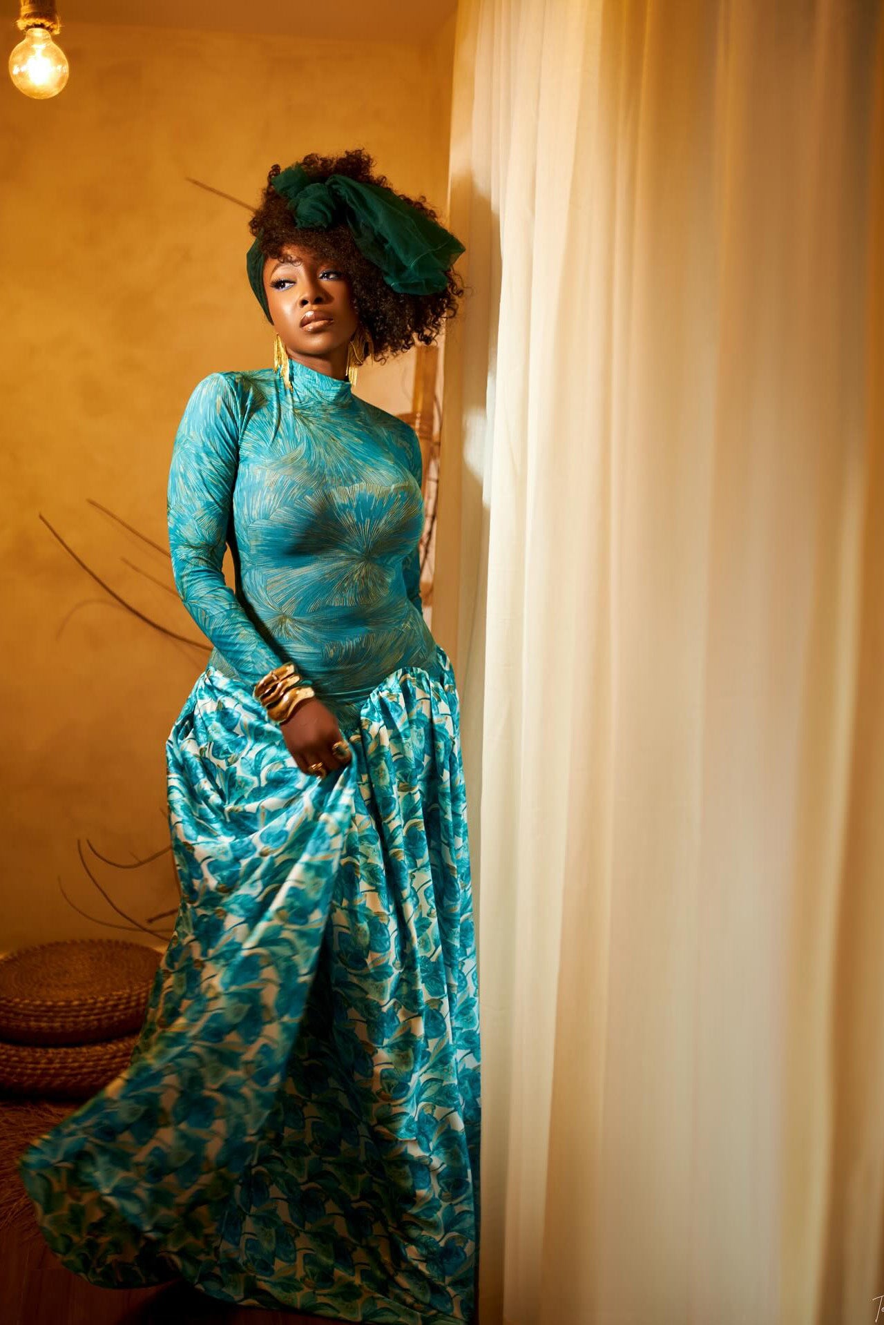 Sapphire Bloom Mesh Maxi Dress