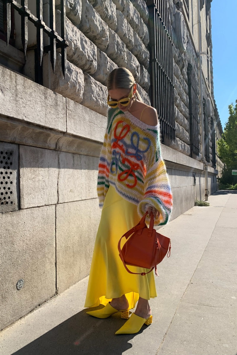 Loose colorful striped sweater