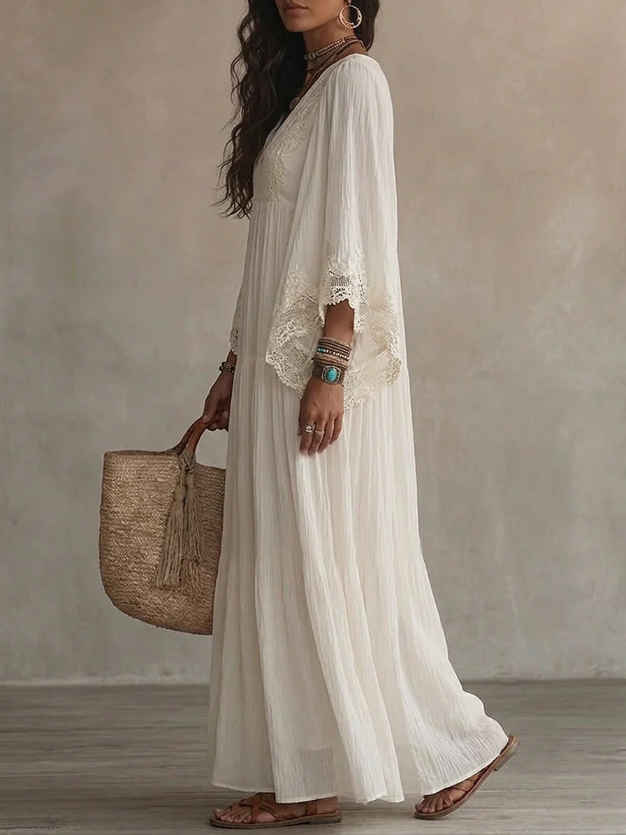 Maxi šaty White Cape Flow