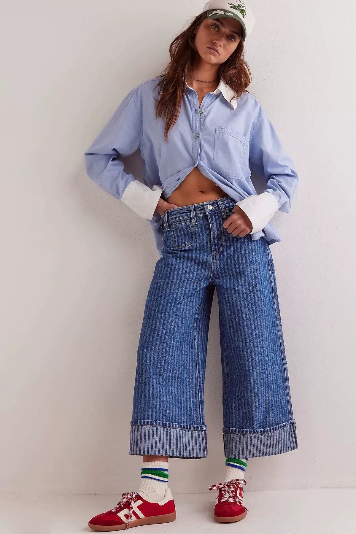 Diagonal Ruffle Wide Leg Pantalonen