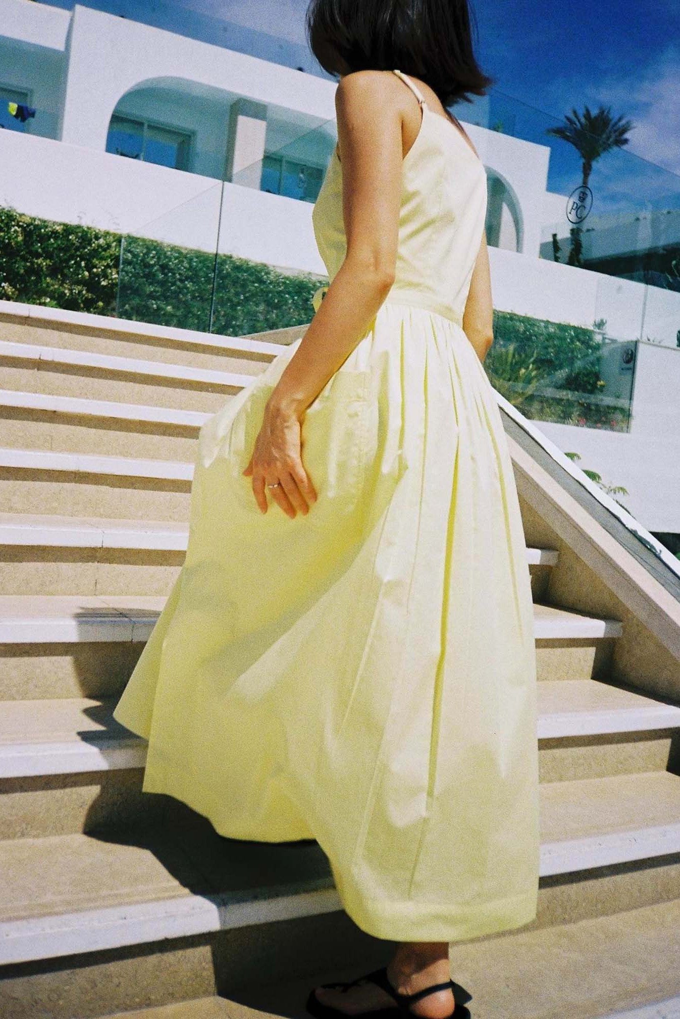 Square Neck Pocket Vacation Midi Dress