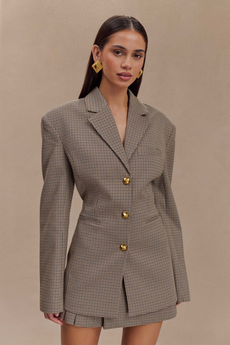 Grid Buckle Blazer Jackets