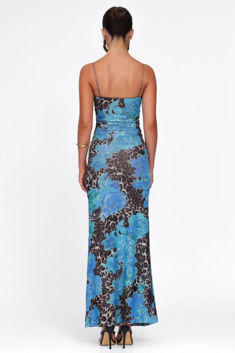 Temperament Slim Printed Maxi Dress