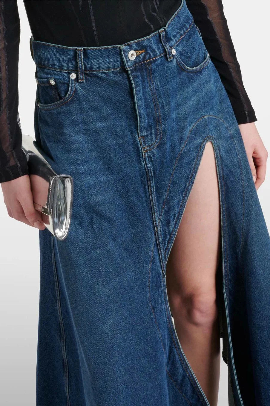 Deconstructed Denim Maxi Skirt