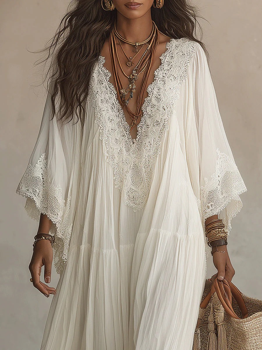 Maxi šaty White Cape Flow