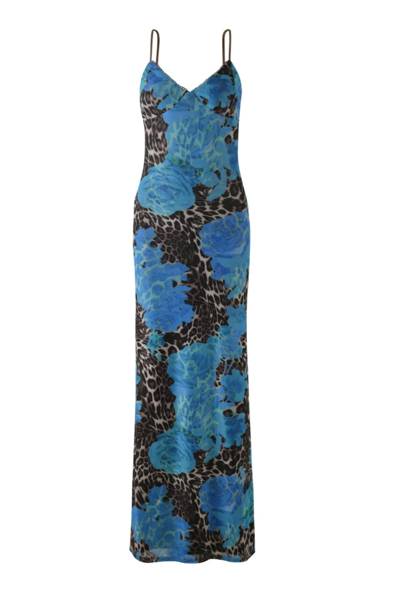 Temperament Slim Printed Maxi Dress
