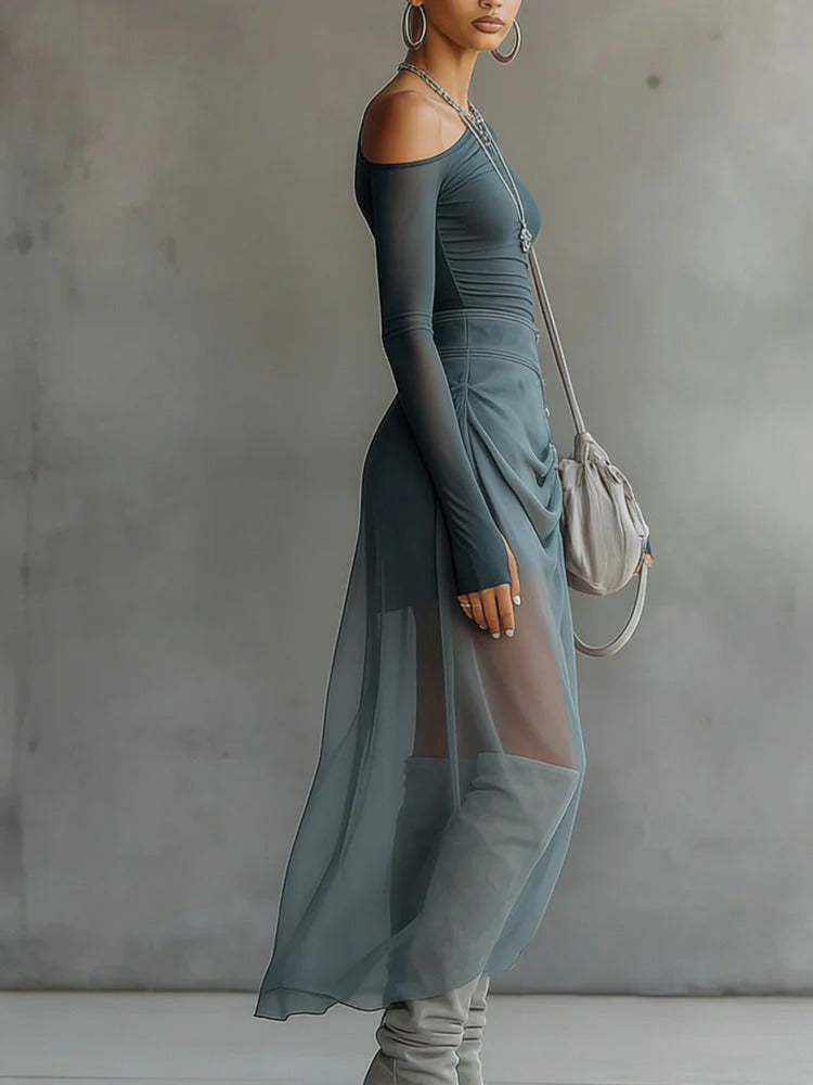 Belle Maxikleid mit Farbverlauf und Falten
