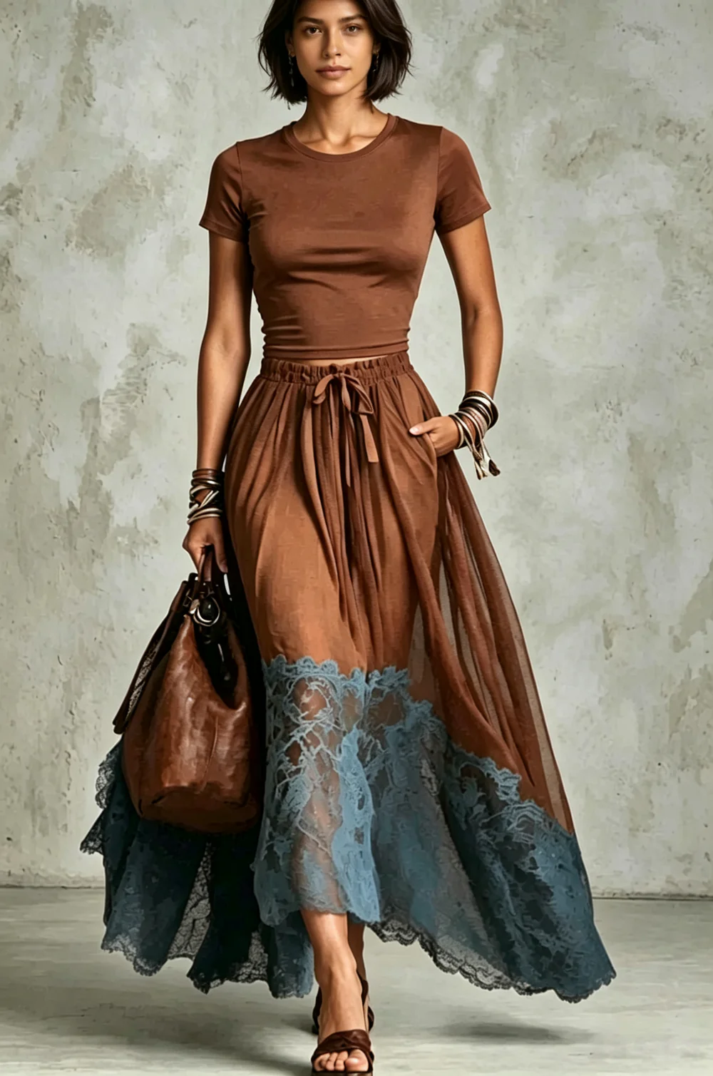 Belle Maxikleid mit Farbverlauf und Falten