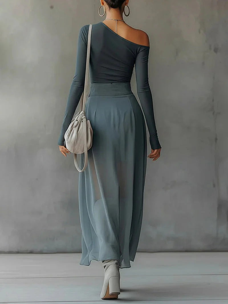 Belle Maxikleid mit Farbverlauf und Falten