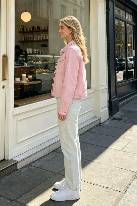 Jeansjacke mit Ärmeldetails, kurz geschnitten