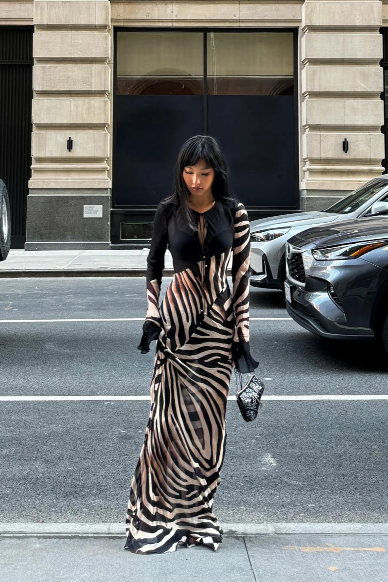 Sexy And Elegant Zebra Maxi Dress