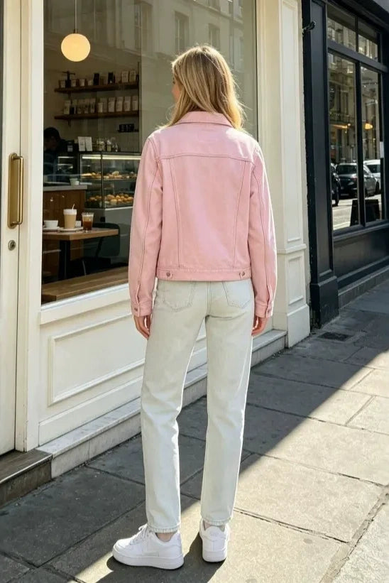 Jeansjacke mit Ärmeldetails, kurz geschnitten