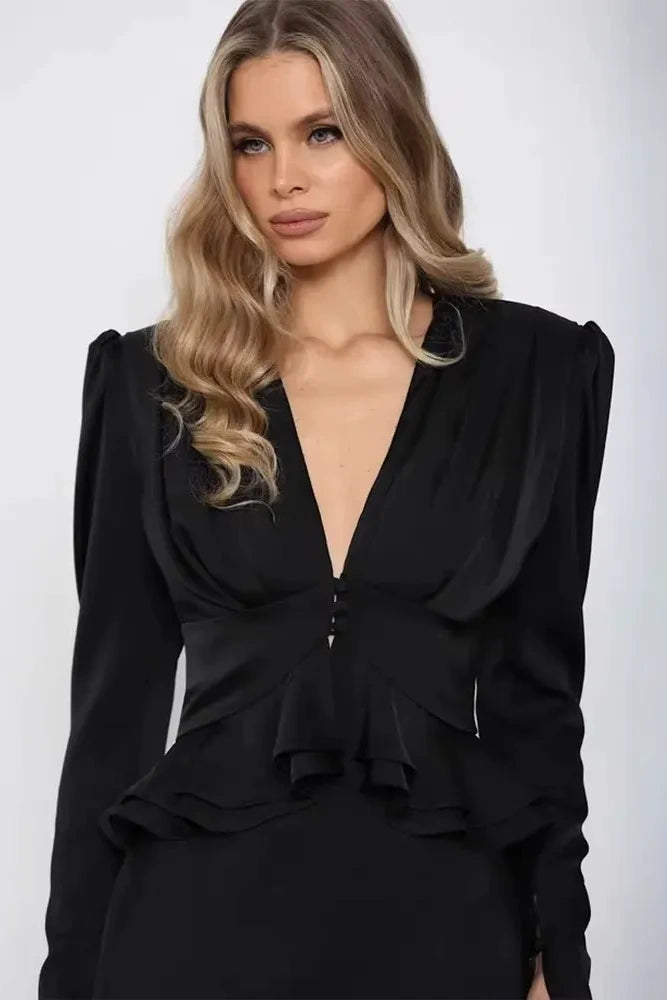 V-Neck Pleated Top