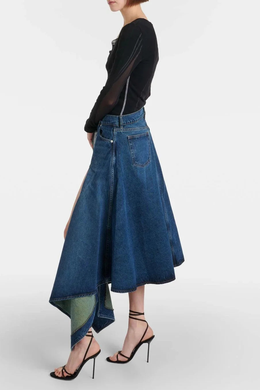 Deconstructed Denim Maxi Skirt